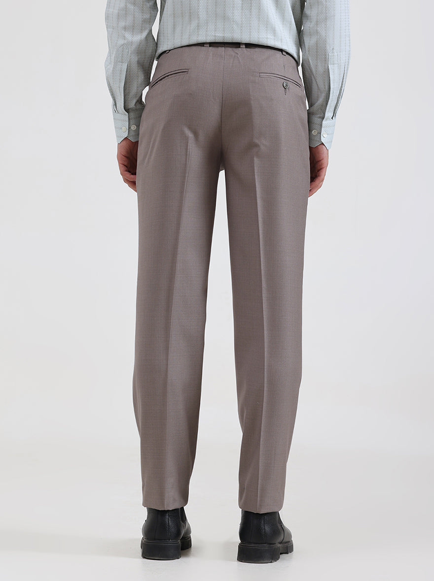 Light Brown Solid Slim Fit Formal Trouser | JadeBlue