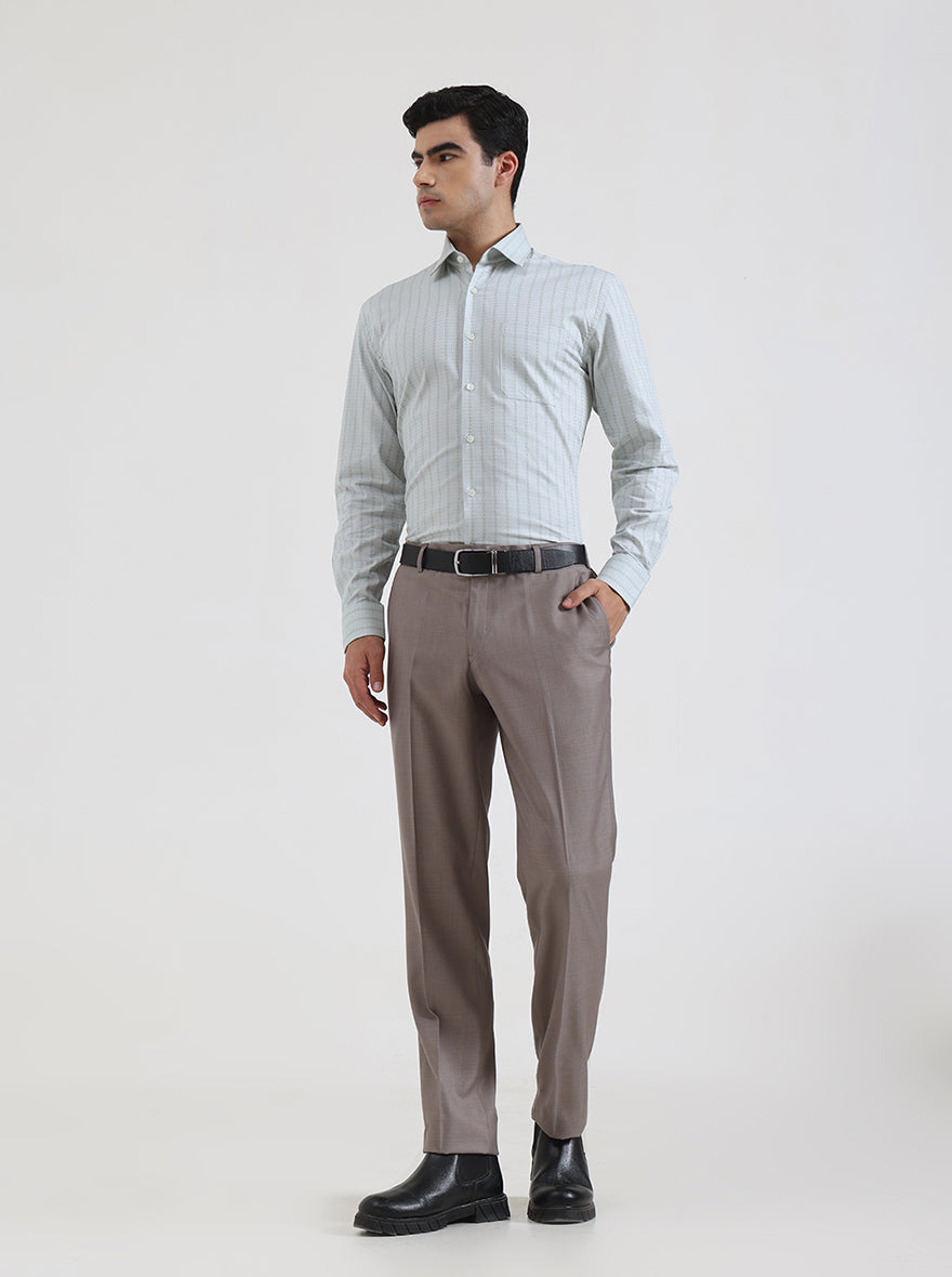 Light Brown Solid Slim Fit Formal Trouser | JadeBlue