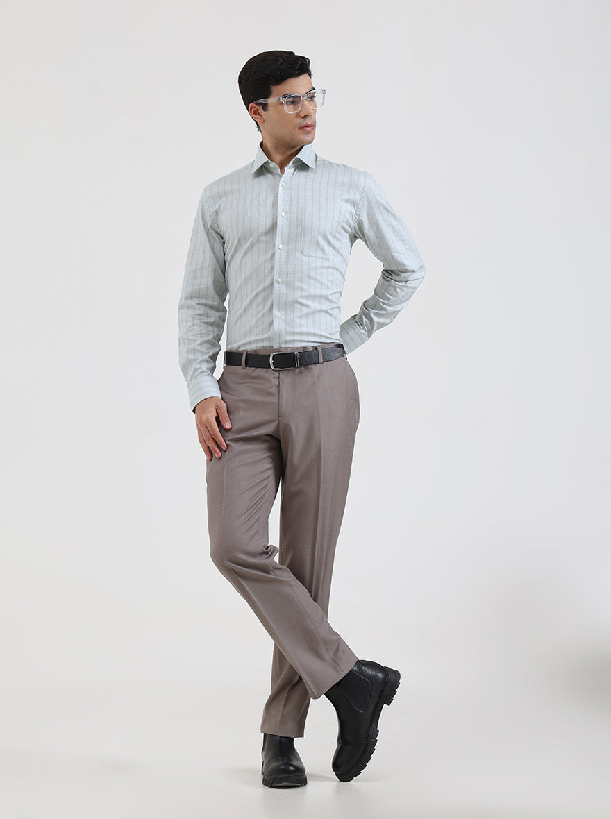 Light Brown Solid Slim Fit Formal Trouser | JadeBlue