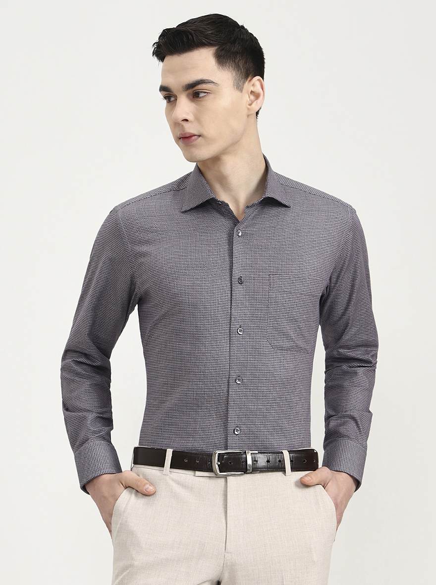 Black & Red Printed Slim Fit Formal Shirt | JadeBlue Super Luxe