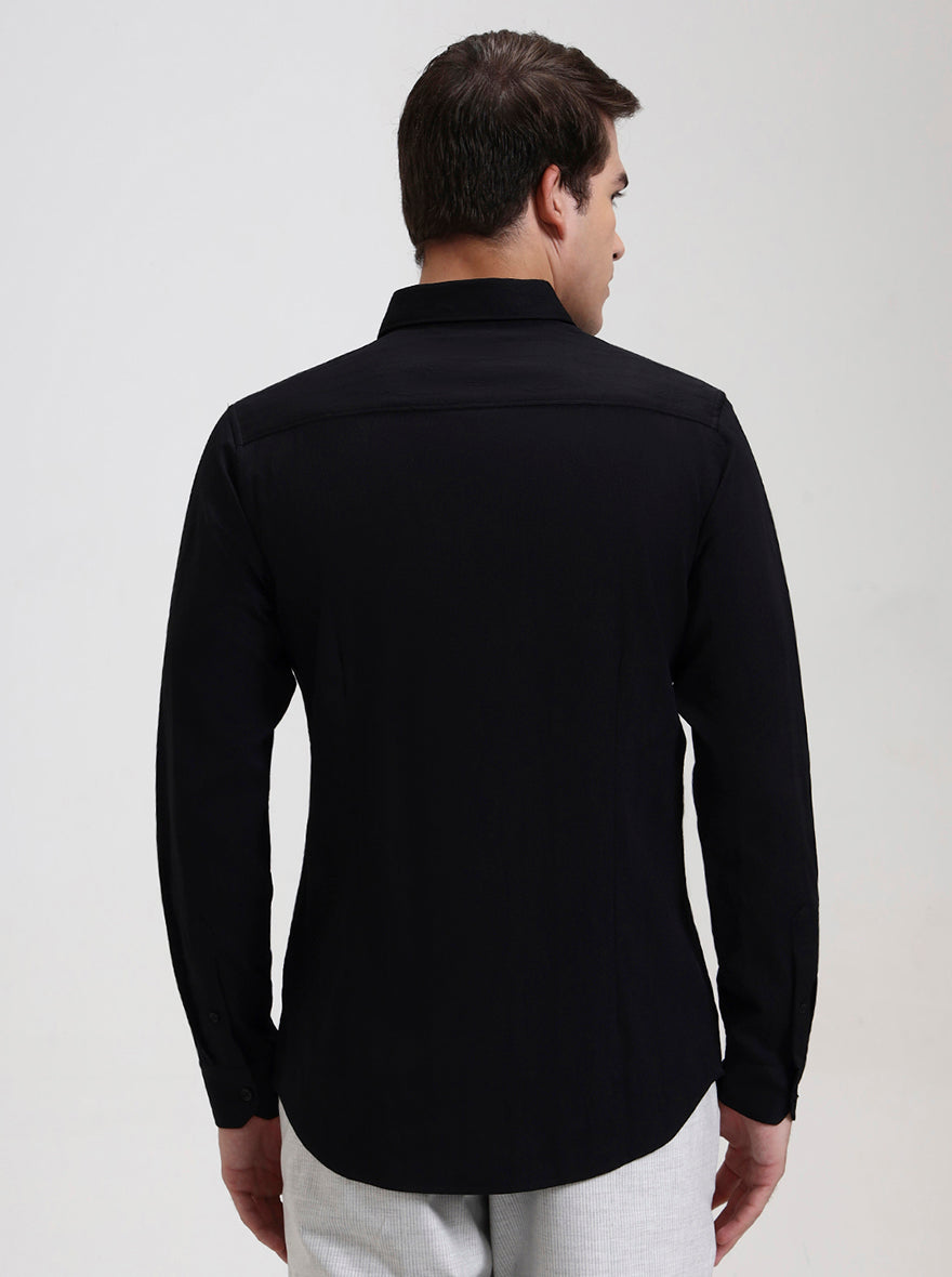 Black Solid Slim Fit Casual Shirt | JadeBlue