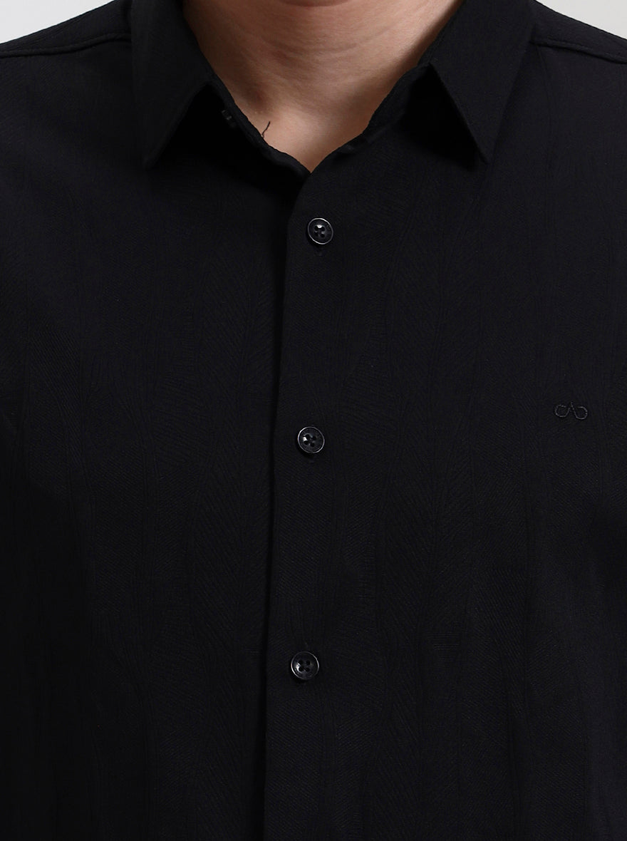 Black Solid Slim Fit Casual Shirt | JadeBlue