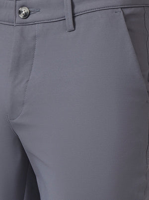Grey Solid Neo Fit Casual Trouser | Greenfibre