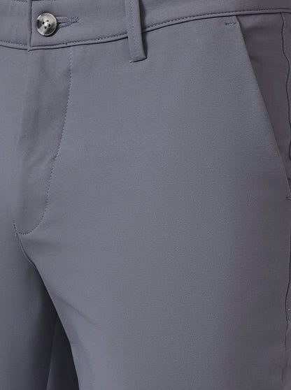 Grey Solid Neo Fit Casual Trouser | Greenfibre