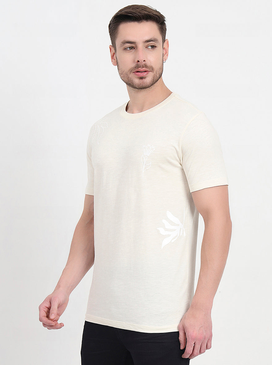 Off-White Printed Slim Fit T-Shirt | JadeBlue