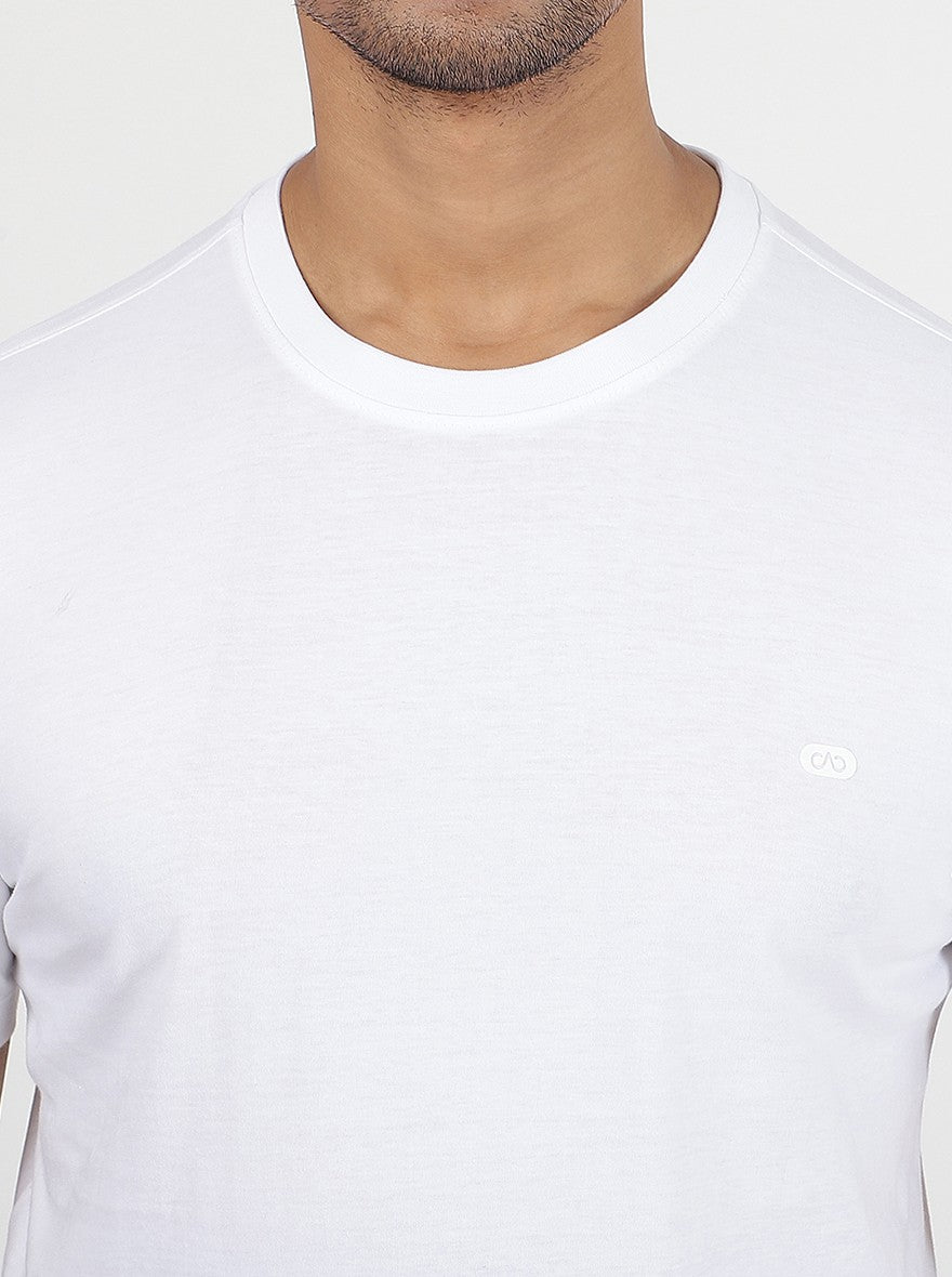 White Solid Slim Fit T-Shirt | JadeBlue