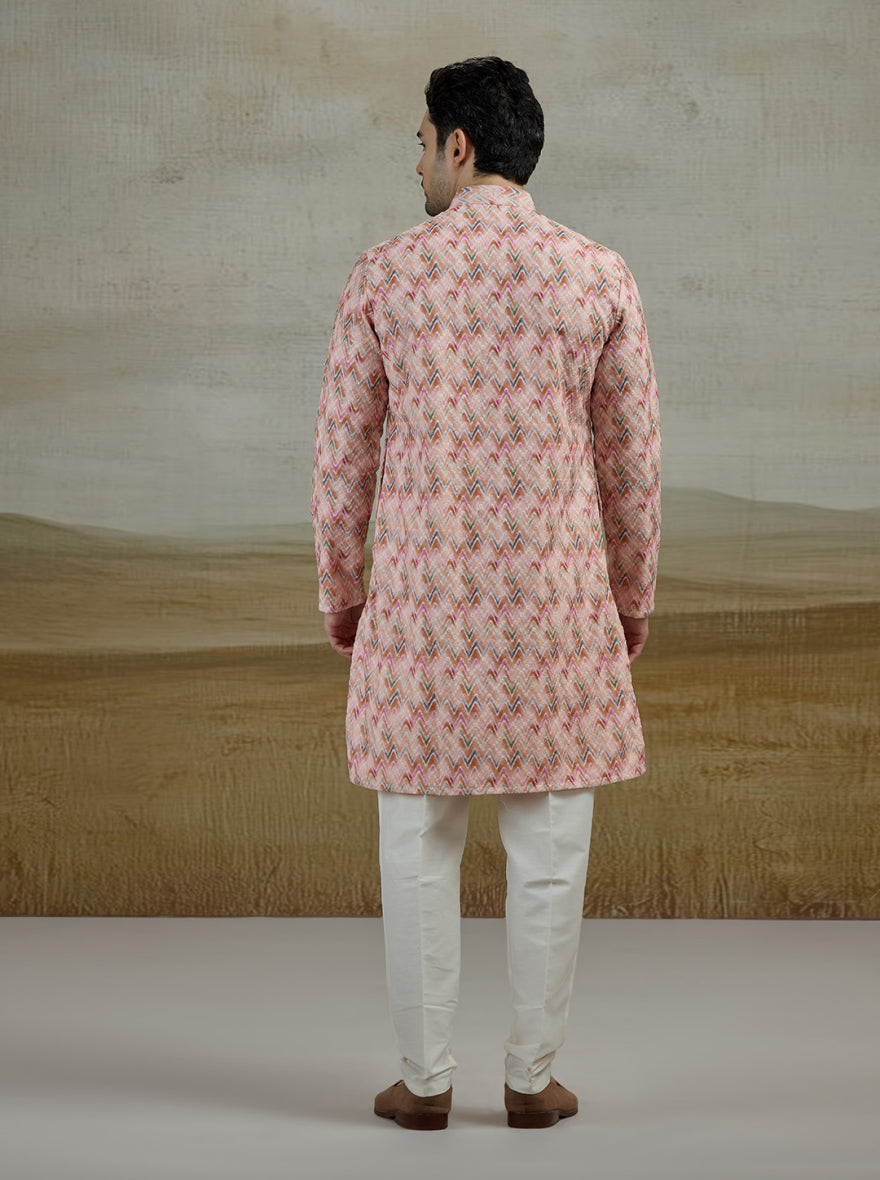 Peach Printed Kurta Pajama | Azania