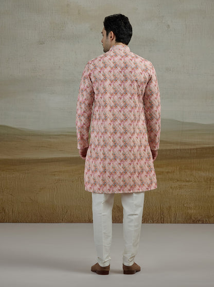 Peach Printed Kurta Pajama | Azania
