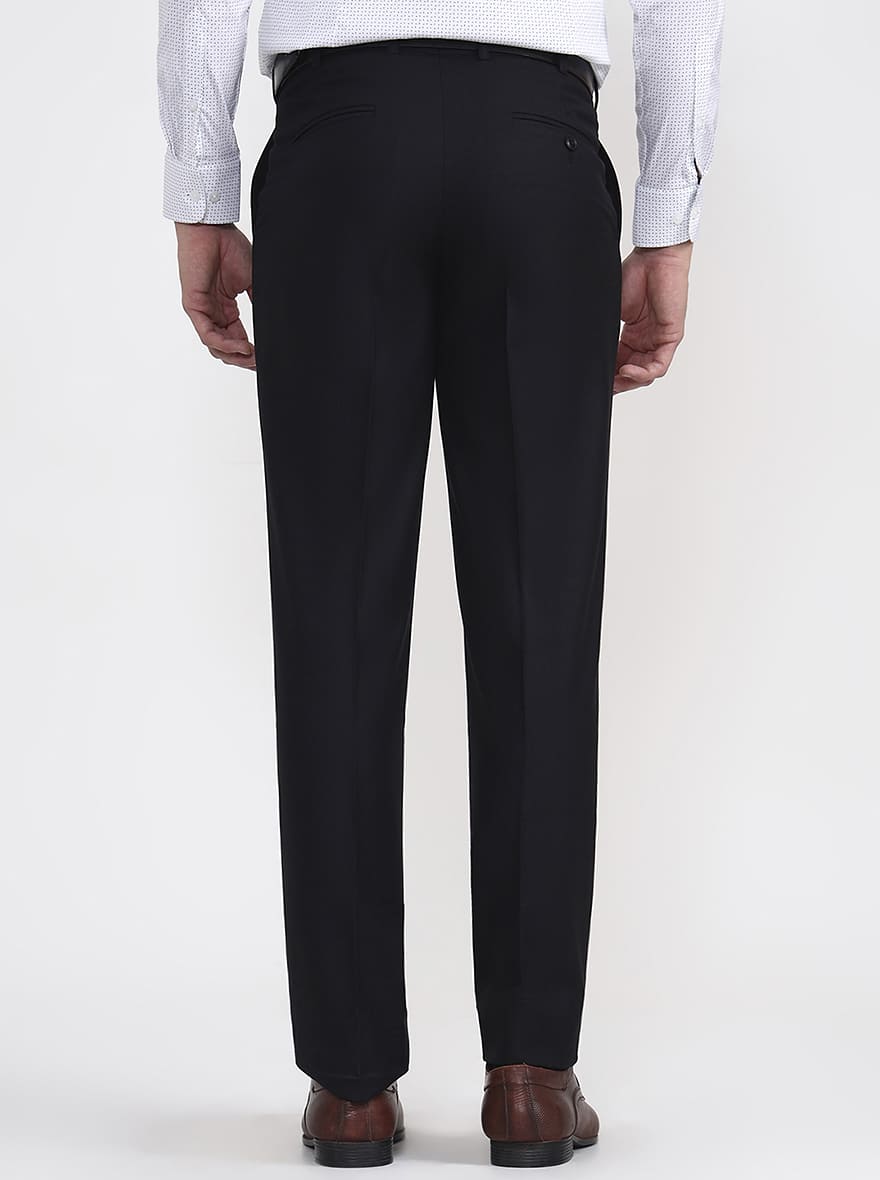 Black Solid Regular Fit Formal Trouser | JadeBlue
