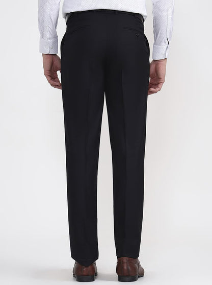 Black Solid Regular Fit Formal Trouser | JadeBlue
