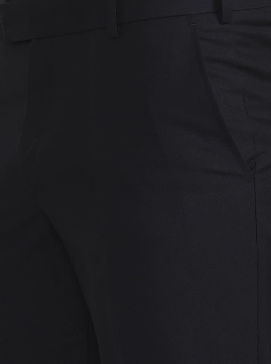 Black Solid Regular Fit Formal Trouser | JadeBlue