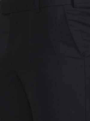 Black Solid Regular Fit Formal Trouser | JadeBlue