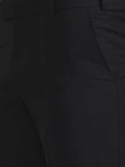 Black Solid Regular Fit Formal Trouser | JadeBlue