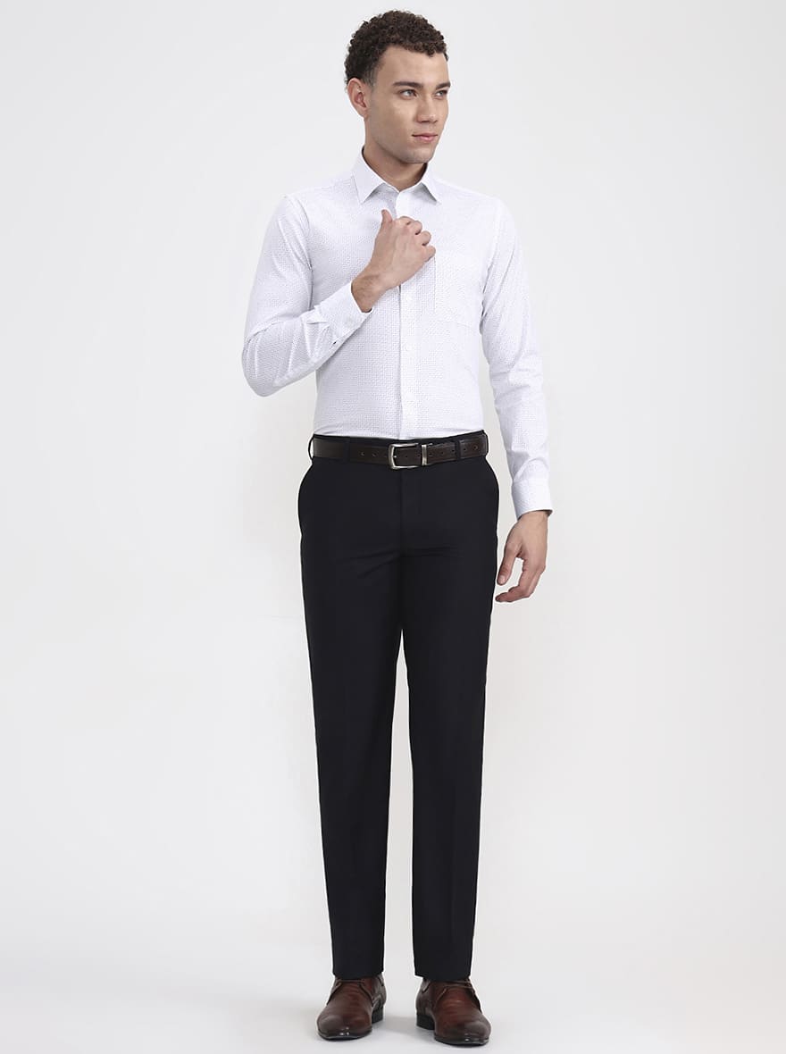 Black Solid Regular Fit Formal Trouser | JadeBlue