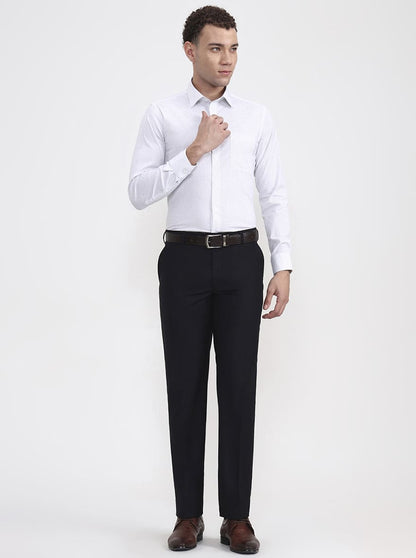 Black Solid Regular Fit Formal Trouser | JadeBlue