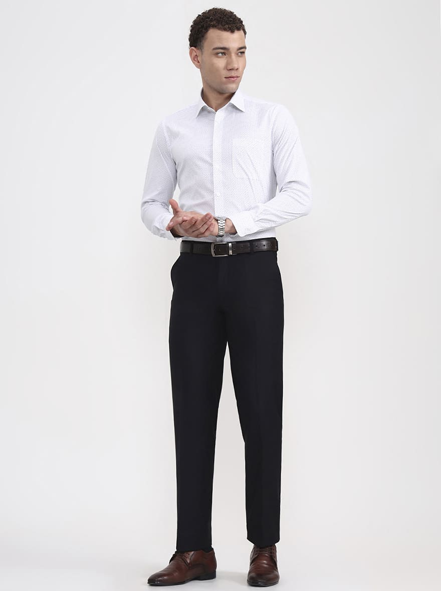 Black Solid Regular Fit Formal Trouser | JadeBlue