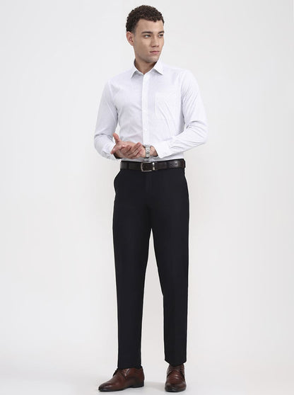 Black Solid Regular Fit Formal Trouser | JadeBlue