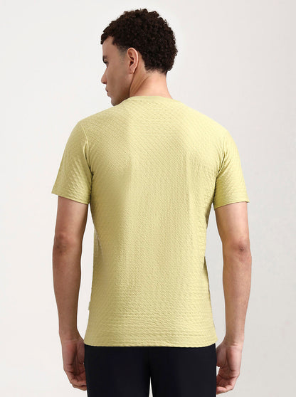 Lime Green Checked Slim Fit T-Shirt | Greenfibre