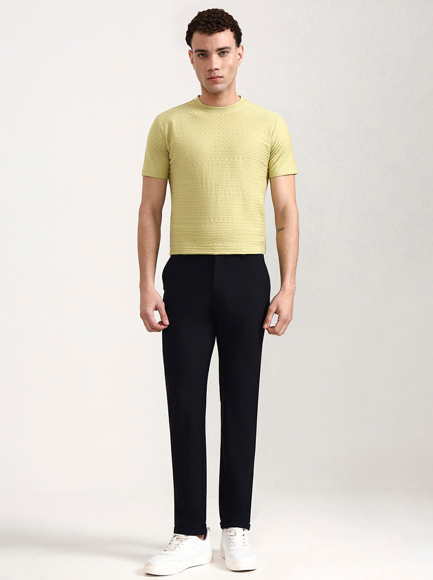 Lime Green Checked Slim Fit T-Shirt | Greenfibre