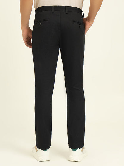 Black Printed Uno Fit Casual Trouser | JadeBlue