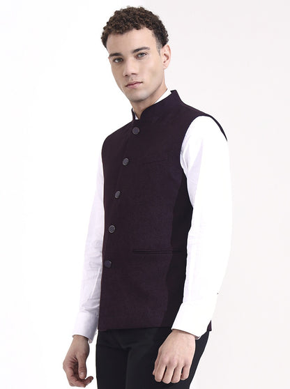 Wine Printed Regular Fit Waistcoat | Wyre