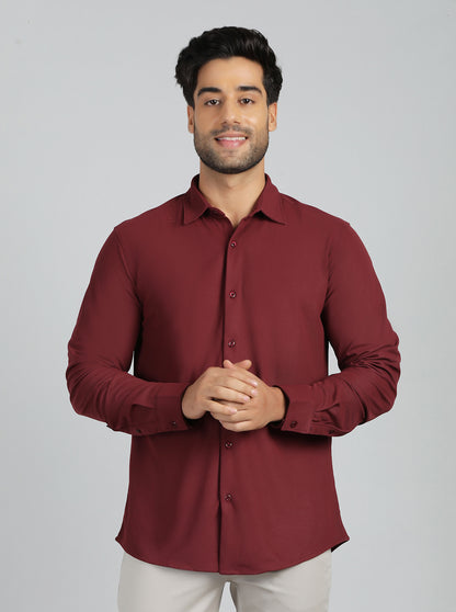 Maroon Solid Slim Fit Casual Shirt | JadeBlue