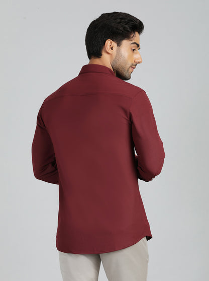 Maroon Solid Slim Fit Casual Shirt | JadeBlue