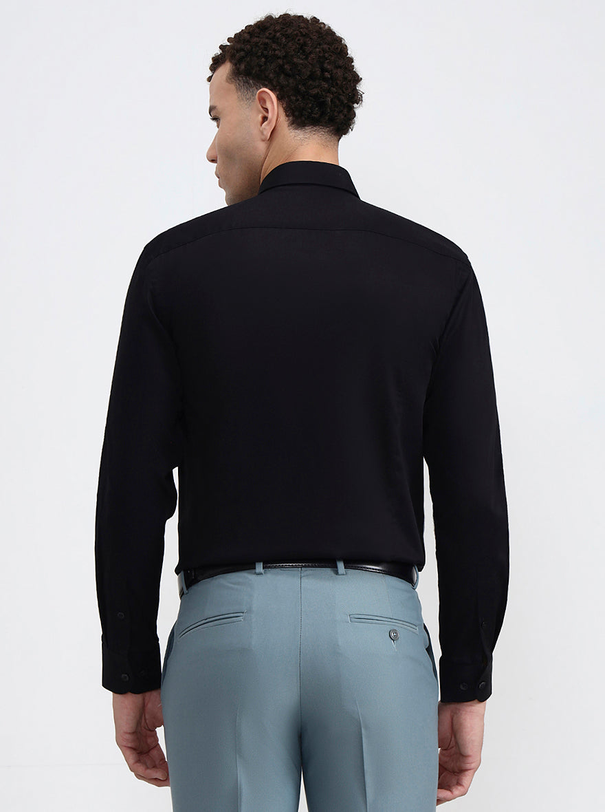 Black Solid Slim Fit Formal Shirt | Metal