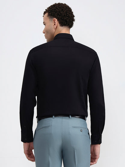 Black Solid Slim Fit Formal Shirt | Metal