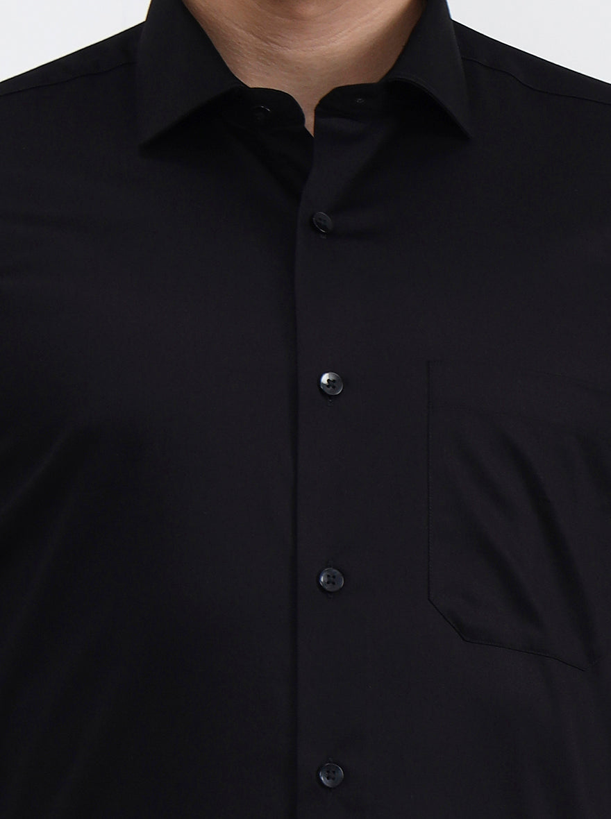 Black Solid Slim Fit Formal Shirt | Metal