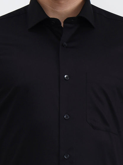 Black Solid Slim Fit Formal Shirt | Metal