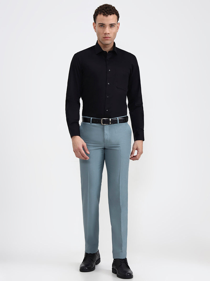 Black Solid Slim Fit Formal Shirt | Metal