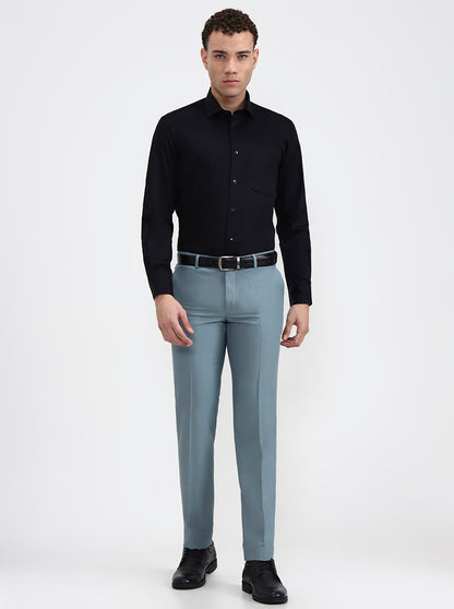 Black Solid Slim Fit Formal Shirt | Metal