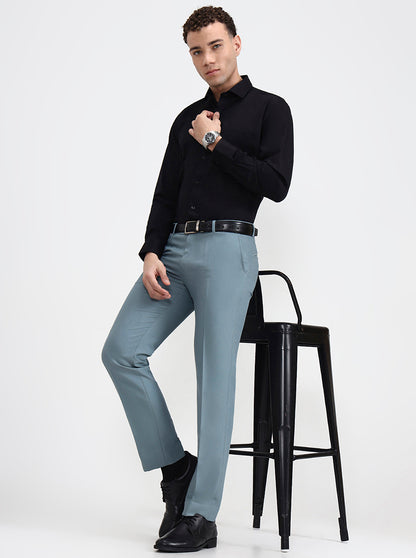 Black Solid Slim Fit Formal Shirt | Metal