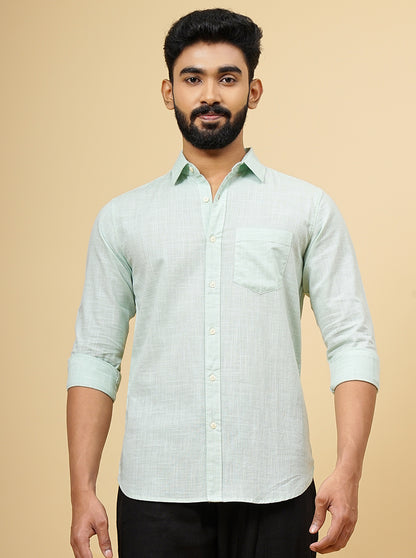 Green Checked Slim Fit Casual Shirt | JadeBlue