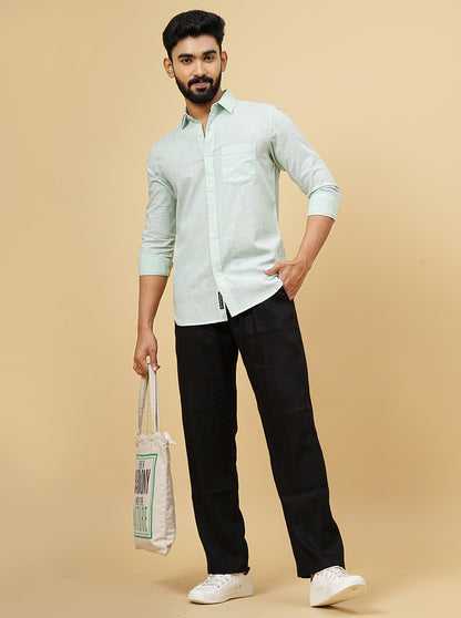 Green Checked Slim Fit Casual Shirt | JadeBlue