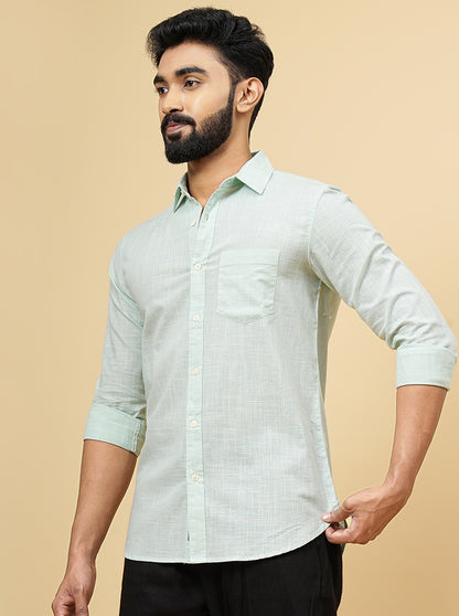 Green Checked Slim Fit Casual Shirt | JadeBlue