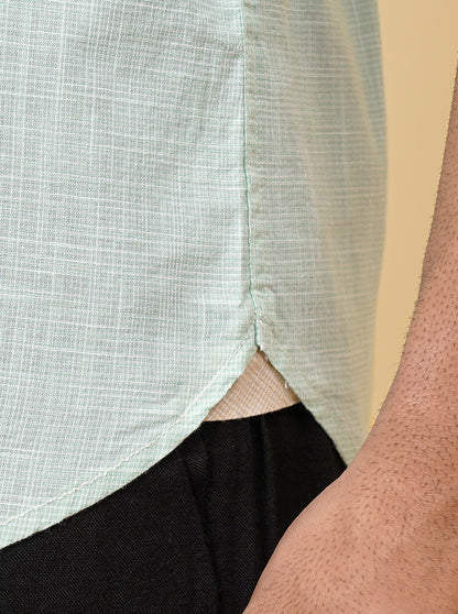 Green Checked Slim Fit Casual Shirt | JadeBlue