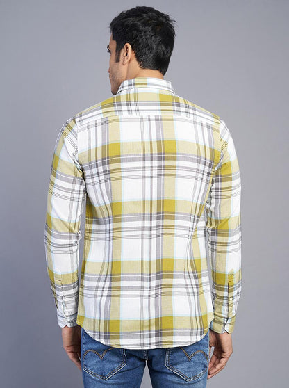 Light Green Checked Slim Fit Casual Shirt | JadeBlue