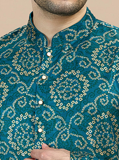 Teal Printed Kurta | The Kurta Company