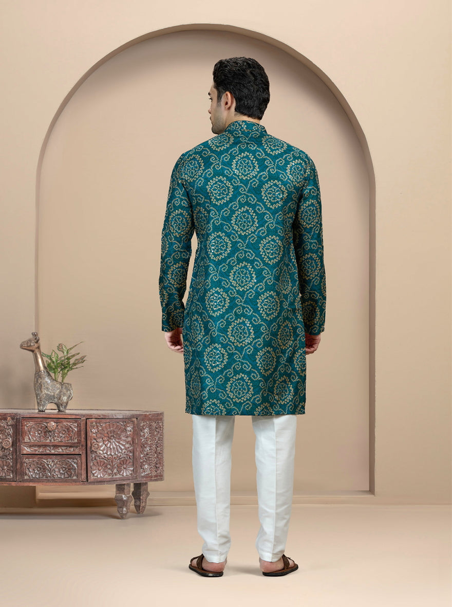 Teal Printed Kurta | The Kurta Company