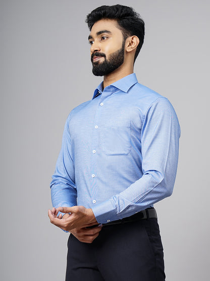 Blue Solid Slim Fit Formal Shirt | JadeBlue Super Luxe