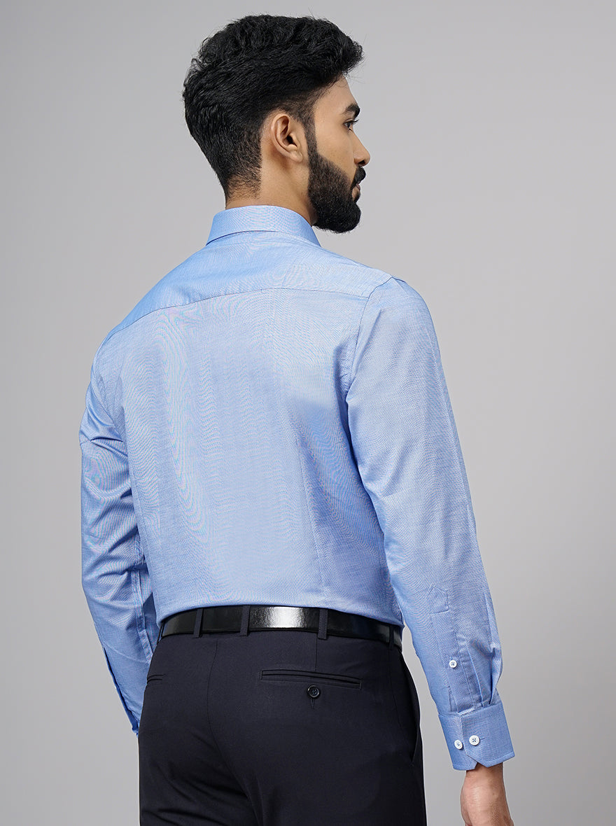 Blue Solid Slim Fit Formal Shirt | JadeBlue Super Luxe