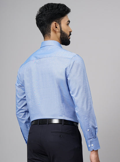 Blue Solid Slim Fit Formal Shirt | JadeBlue Super Luxe