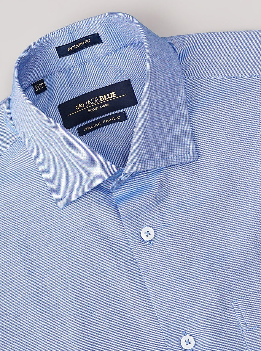 Blue Solid Slim Fit Formal Shirt | JadeBlue Super Luxe