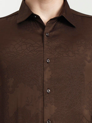 Brown Solid Slim Fit Party Wear Shirt | Wyre