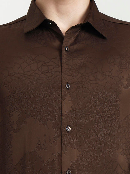 Brown Solid Slim Fit Party Wear Shirt | Wyre