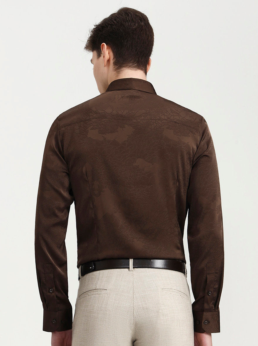Brown Solid Slim Fit Party Wear Shirt | Wyre