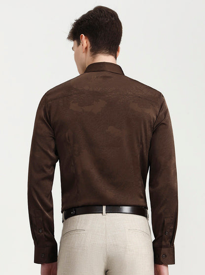 Brown Solid Slim Fit Party Wear Shirt | Wyre