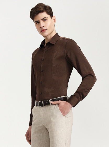 Brown Solid Slim Fit Party Wear Shirt | Wyre
